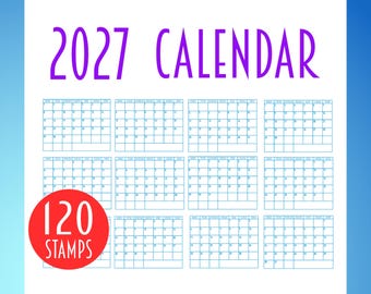 Griglia calendario vuota 2027 per Procreate | Bullet Journal, Diari e Agende giornaliere