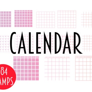 Procreate Blank Calendar Stamps l Blank Procreate Calendar Grid l Bullet Journals, Diaries and Planners