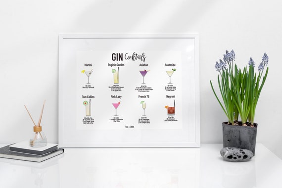 Art Print L Gin Cocktail Mixology Guide Poster - Etsy