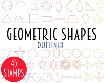 Procreate Outlined Shape Stamps l Geometric Shape Brushes for Procreate