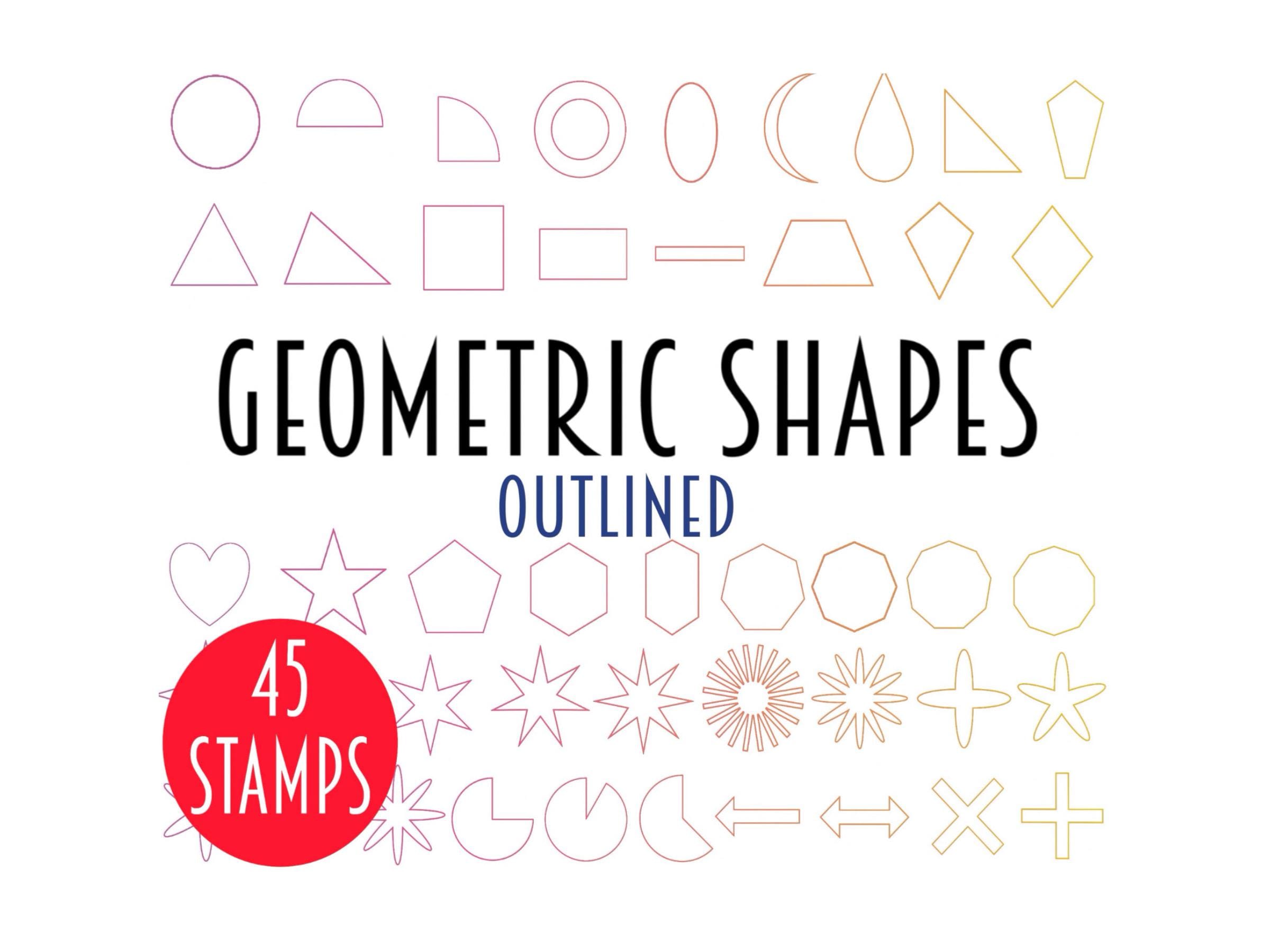 Outlined Geometric Shape Stamps for Procreate – 45 Precision Brushes for iPad Art