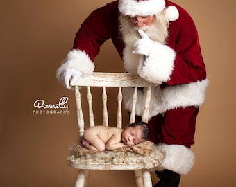 Santa digital backdrop,santa shhh with chair and cream backdrop,santa download, christmas scene, santa backdrop, christmas newborn digital