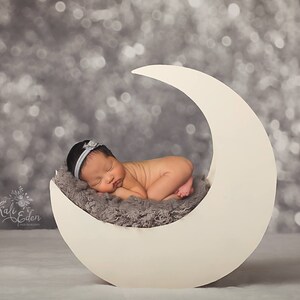 Digital Backdrops And Props. Newborn Moon Prop Digital Download. Grey bokeh.