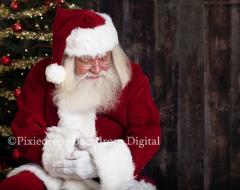 Digital Backdrop - Christmas Santa newborn backdrop, Santa cradles newborn