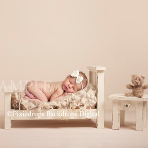 Digital Backdrops/Props (Newborn Bed Distressed Wood With Cream Backdrop and Cream furs) Digital Download