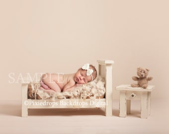 Digital Backdrops/Props (Newborn Bed Distressed Wood With Cream Backdrop and Cream furs) Digital Download