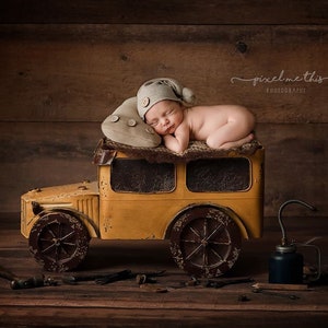 Newborn Boy Digital, Digital Backdrops/Props (Vintage Truck With Tools On Reclaimed Wood Background) Digital Download