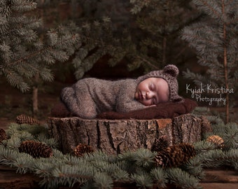 Digital Backdrops/Props (Pine trees with stump) digital download, newborn prop, digital newborn backdrop