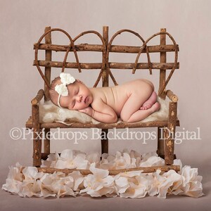 Digital Backdrops/Props (Newborn Photo Prop. Newborn Digital Backdrop. Heart Design Wood Bench) Digital Download **2 FILES