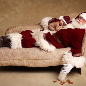 Sleeping Santa- Santa digital backdrop, Santa sleeping on a couch, christmas newborn digital backdrop, digital christmas prop