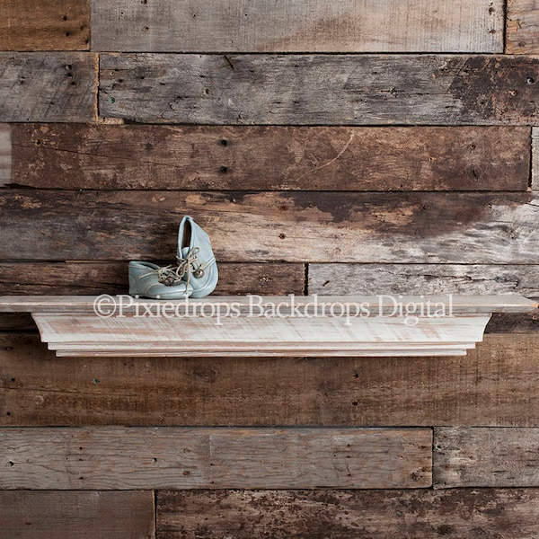 Digital Backdrops/Props (Newborn Photography Prop, Reclaimed Wood Shelf on Pallet Wood) Digital Download