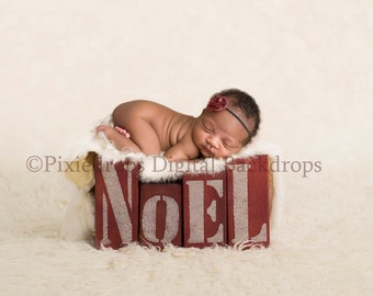 Christmas digital backdrop, Noel with cream bokeh, newborn digital, Christmas Digital Download