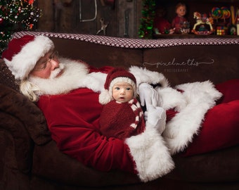 Santa Neugeborene digitale Kulisse, Santa schlafend, Santa schlafend auf einer Couch, Weihnachten Neugeborene digitale Kulisse, digitale Weihnachten Prop.PSD Datei