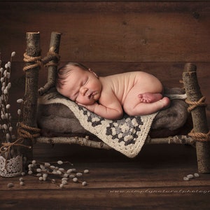 Boho Newborn Digital Backdrop (Newborn Bed Made From Birch. Layered with Brown furs) Newborn Digital Download. 2 files top and side view