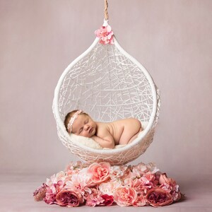 Newborn digital backdrop , Floral Wreath Prop (Hanging Floral Newborn Digital Backdrop, Instant Download, Newborn girl prop) white flowers