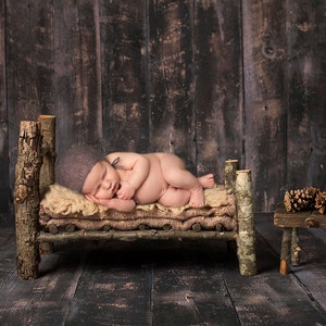 Digital Backdrops and Props (Newborn Bed Made From Twigs . Layerd with Brown furs) Digital Download