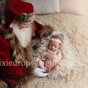 Santa Claus Digital Backdrop, Newborn Digital Background, Newborn Photography Composite, Newborn Christmas Backdrop, Santa cuddles newborn