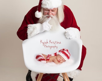 Weihnachtsmann digitaler Hintergrund, pssst mit Stuhl und creme Hintergrund, Weihnachtsmann Download, Weihnachtsszene, Weihnachtsmann Hintergrund, 2 Dateien