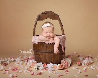 Newborn floral digital, Floral digital prop, floral digital backdrop,  (Newborn bucket prop) pink florals with cream textured backdrop