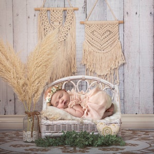 Newborn Digital Backdrop, Newborn Composite, Newborn Digital, Boho bed with macrame, cream, neutral, boho digital backdrop,boho newborn prop