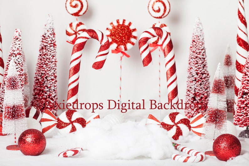 Christmas Digital Backdrop Candy Cane Download Newborn Etsy Australia