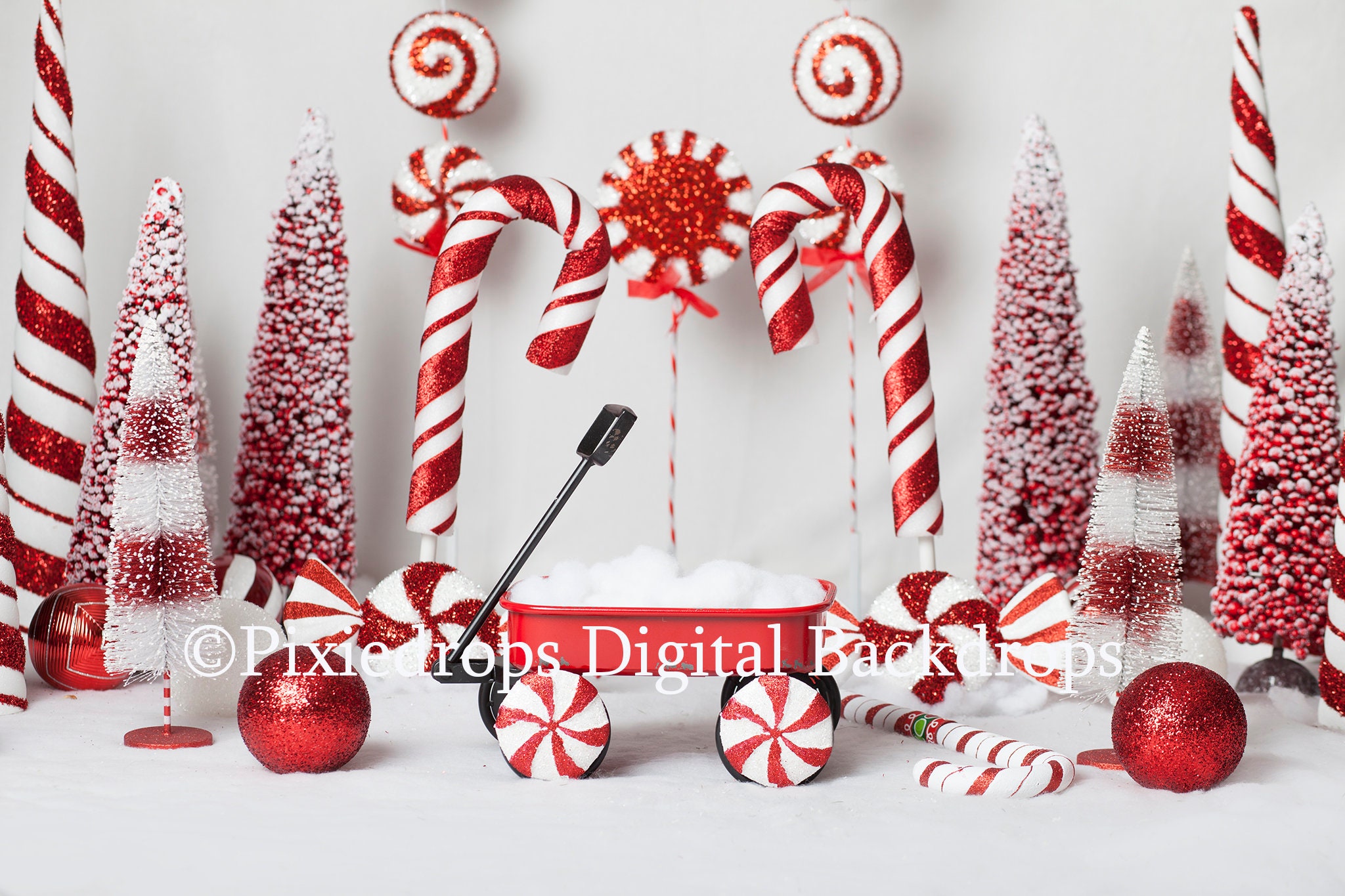 Christmas Digital Backdrop Candy Cane Download Newborn Etsy