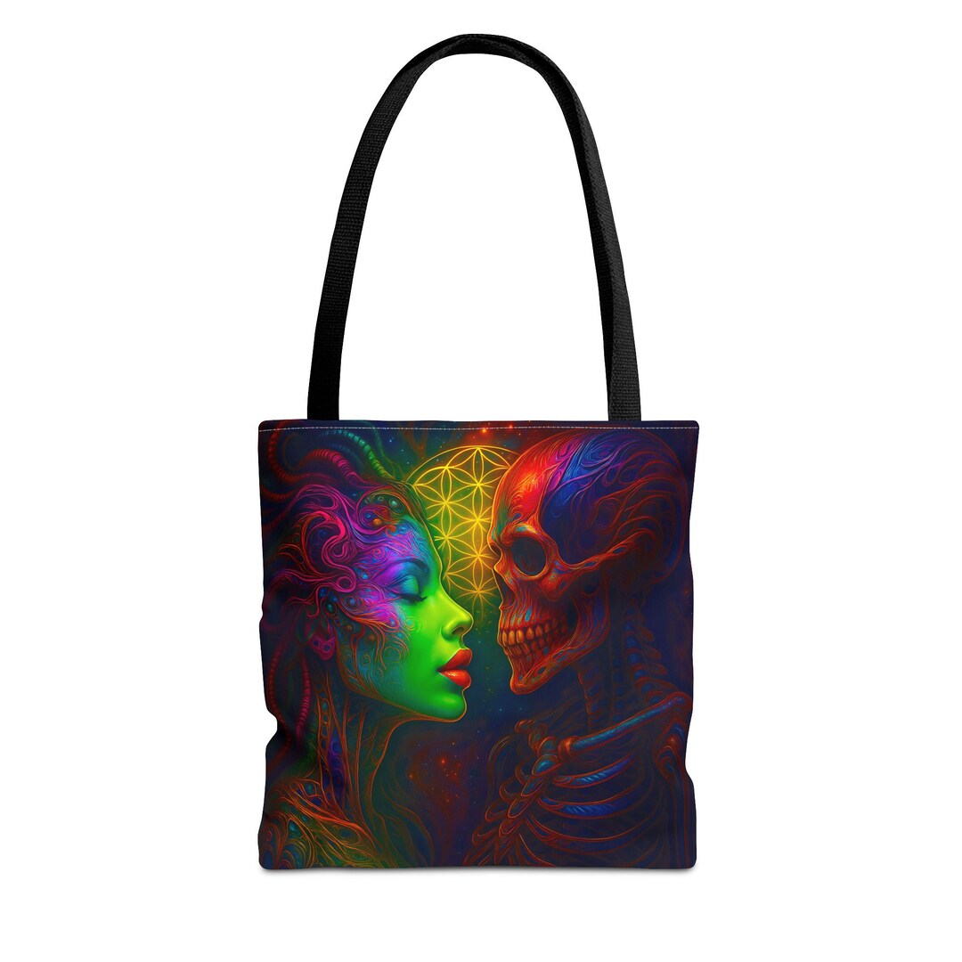 Psychedelic Mother Nature and Death - Art Tote Bag | Colorful Geometric ...