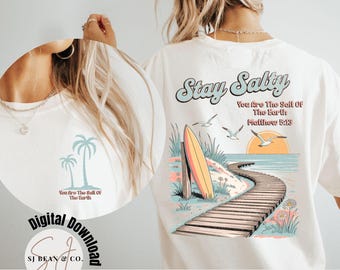 Stay Salty Christian Png, Bible Verse Affirmation TShirt Sublimation Designs, Floral Christian Summer Png, Salt of the Earth Christian Png