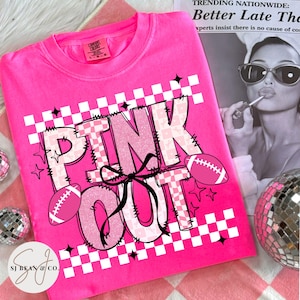 Retro Football Pink Out PNG, Pink Football Shirt Sublimation Design, Football Game Day Png, Breast Cancer Awareness PNG, Digital Download