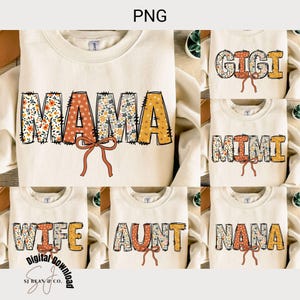 Mamá preppy coqueta PNG, Mamá floral PNG, Diseño de sublimación de letras con garabatos florales bohemios, Lazo coqueta PNG, Paquete de PNG del Día de la Madre, Mimi, Gigi