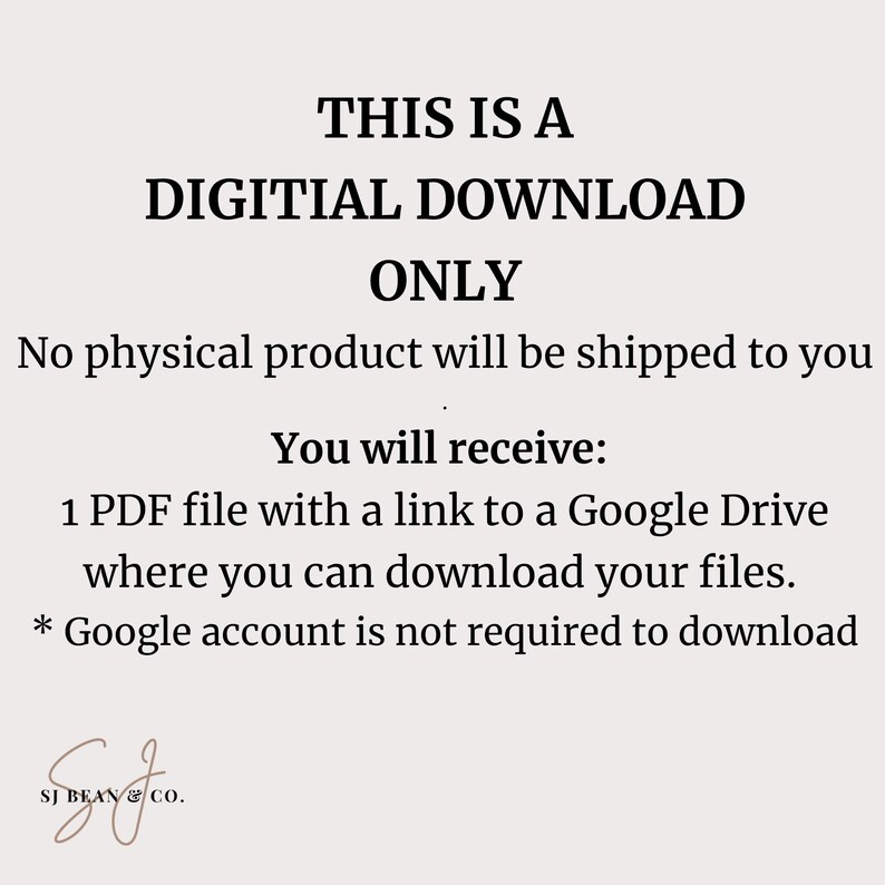 Digital Download PDF File - No Physical Product, Instant Access Google Drive Link, No Account Needed