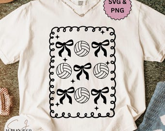 Coquette Volleyball SVG, Volleyball Game Day Shirt Svg Cut File, Volleyball Shirt Design, Sports Mom PNG, Coquette Volleyball Mom PNG