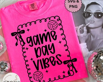 Coquette Volleyball SVG, Volleyball Game Day Shirt Svg Cut File, Volleyball Shirt Design, Sports Mom PNG, Coquette Volleyball Mom PNG