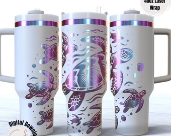 Turtle Tumbler Wrap Laser Svg, 40oz Laser Engraved Sea Baby Turtle, Summer Tumbler Laser File Design, Digital Download
