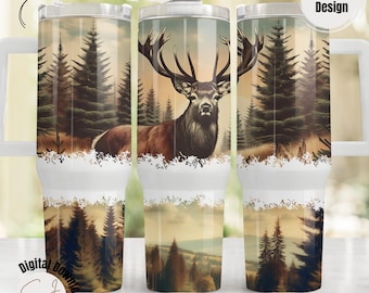 Dad 40oz Tumbler Wrap, Rustic Deer Hunting Tumbler Wrap Png, Quencher Tumbler Sublimation Design, Animal Rustic Tumbler Wrap for Men