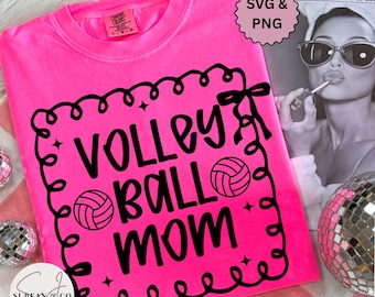 Coquette Volleyball Mom SVG, Volleyball Game Day Shirt Svg Cut File, Volleyball Shirt Design, Sports Mom PNG, Coquette Volleyball Mom PNG