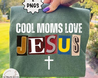 Mamá cristiana PNG, diseño de sublimación de camiseta "Mamás geniales aman a Jesús", Jesús PNG, camiseta retro de Jesús PNG, camiseta de mamá cristiana de moda PNG