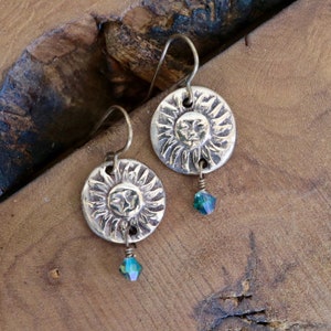 Sun Bronze/Crystal Earrings Gold Sun Lovers Jewelry