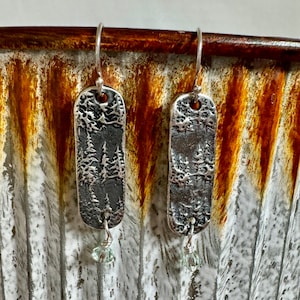 Sterling zilver/groene pijnboom oorbellen