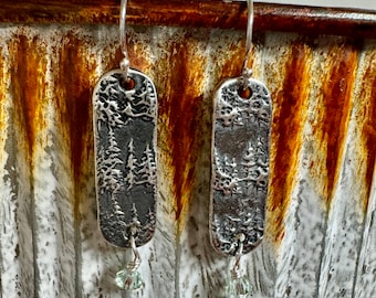 Pendientes de plata de ley/pino verde