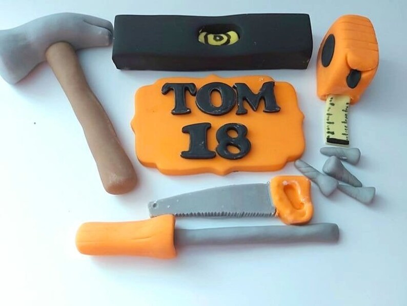 Fondant Carpenter Handyman Tools Cake Toppers Complete Set | Etsy UK