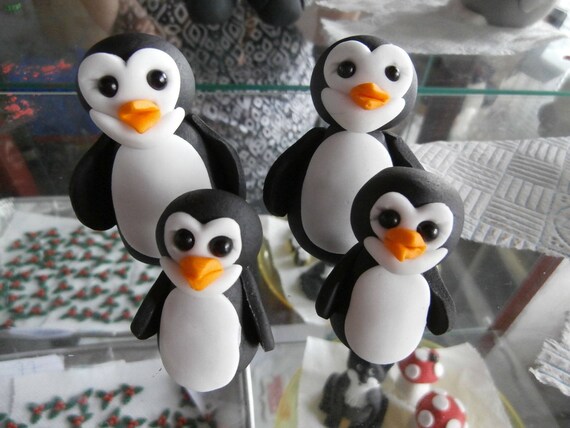 4 Cute Penguins Wedding Cake Toppers Cake Decoration Etsy