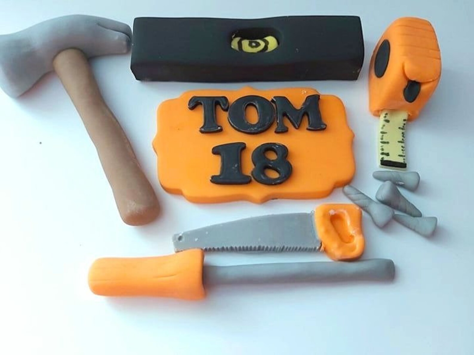 Fondant carpenter handyman tools cake toppers complete set | Etsy