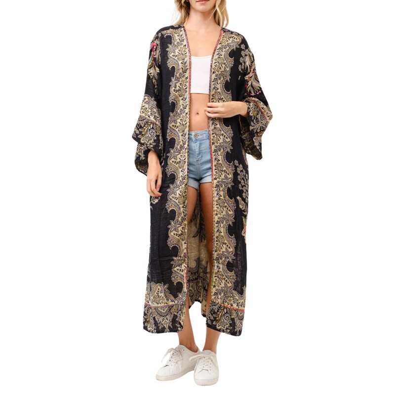 Dusty Mint Embroidered Kimono main image 0