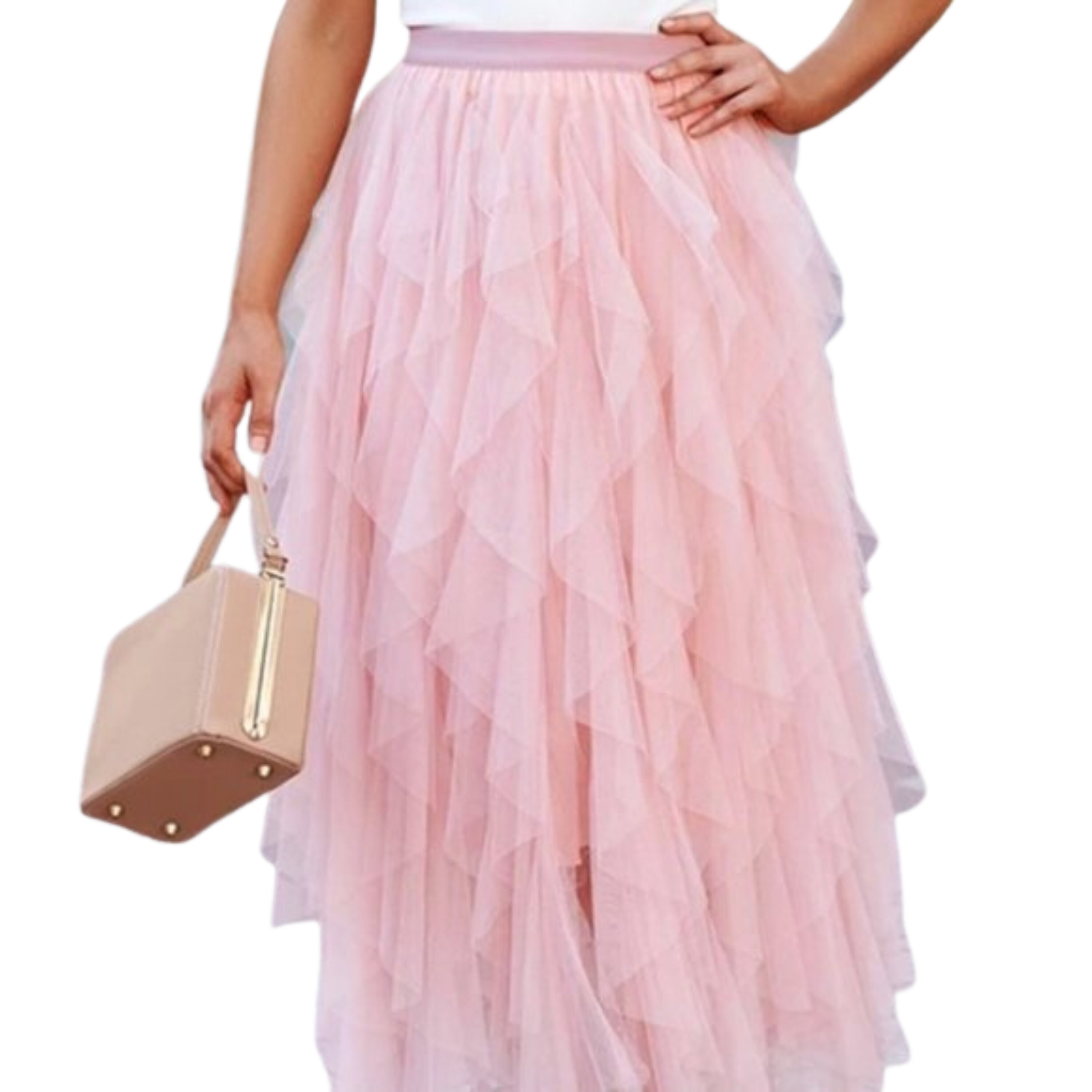 Tulle Skirt Pink Lined Layered Skirt Midi Skirt Tulle Skirt