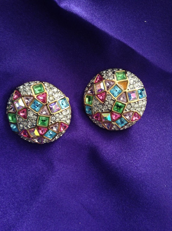 Vintage, Swarovski , Crystal, clip on earrings