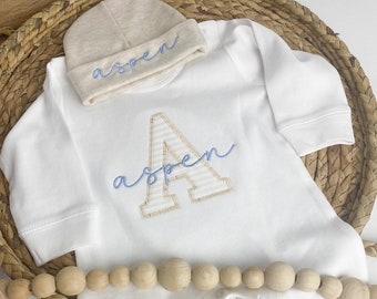 Baby Boy Coming Home Outfit, Personalized Romper, Newborn Pictures, Hospital Outfit