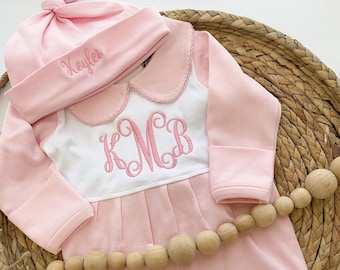 Baby Girl Coming Home Outfit, Monogrammed Footie, Hospital Outfit