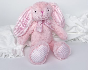 Personalized Bunny, Monogrammed Easter Bunny, Baby Shower Gift, Lovey