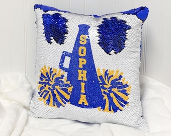 Personalized Cheerleader Sequin Pillow Cover, Senior Banquet Gift